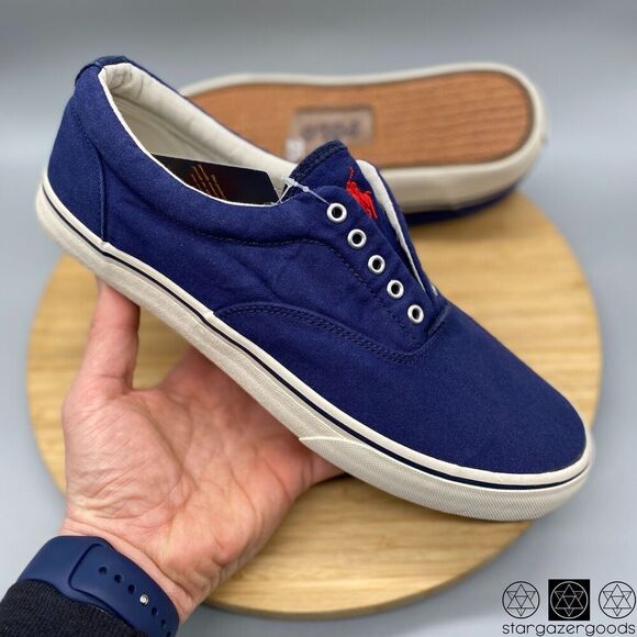 Polo Ralph Lauren Shoes Mens 9 D Blue Red Pony Casual Thorton V Tennis Sneaker